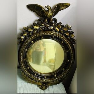 Antique Armor Bronze Federal American Eagle Bulls Eye Convex Mirror. 
3.82 1bs